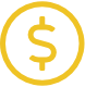 Yellow dollar sign symbol inside a circle