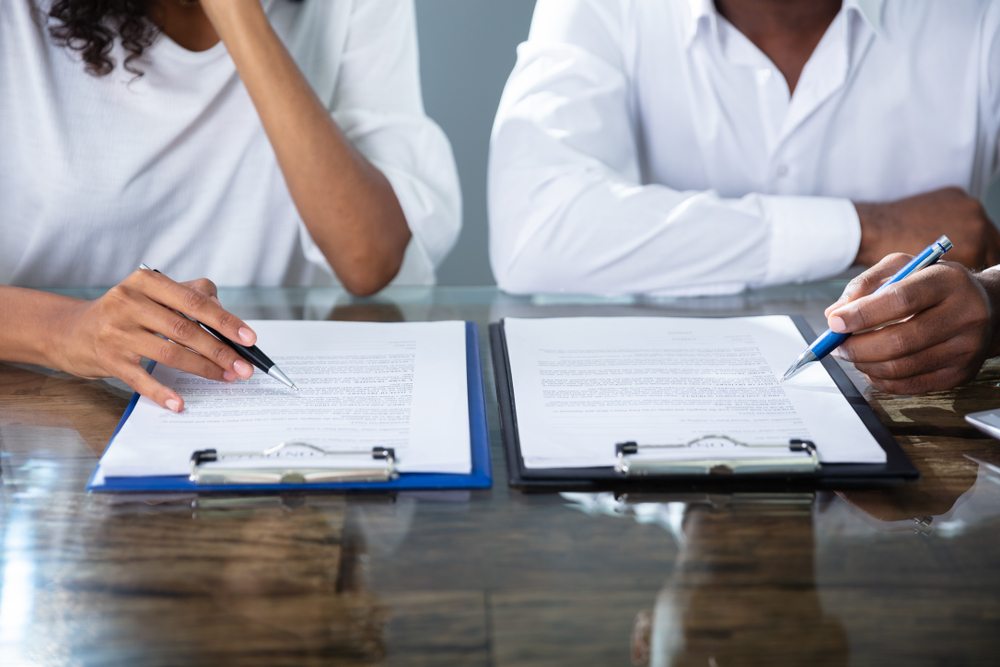 Couple dealing with legal paper work
