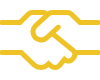 A stylized handshake icon in yellow and black colors.